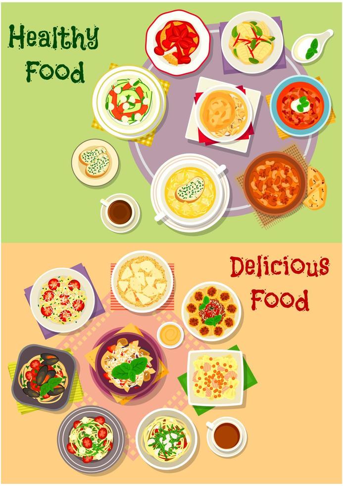 comfort voedsel icoon reeks voor avondeten menu ontwerp vector