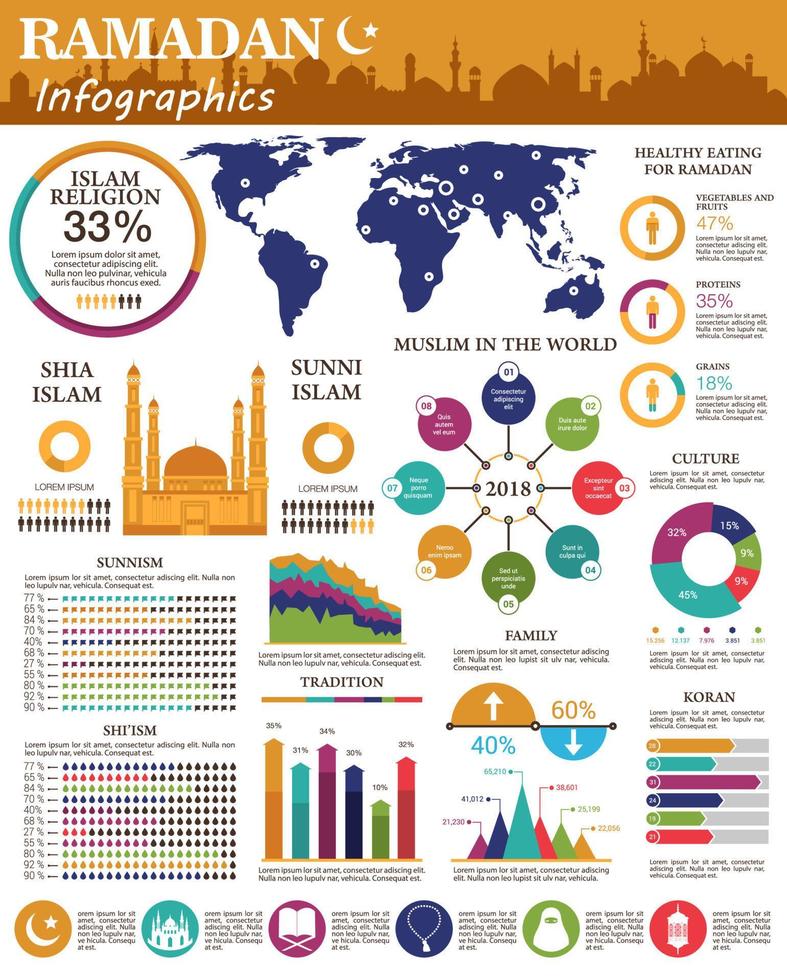 Ramadan infographic voor Islam religie ontwerp vector