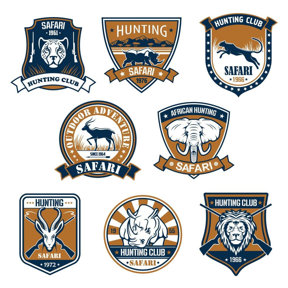 heraldiek pictogrammen van wild safari dieren vector