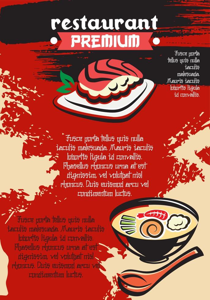vector menu voor premie Japans sushi restaurant