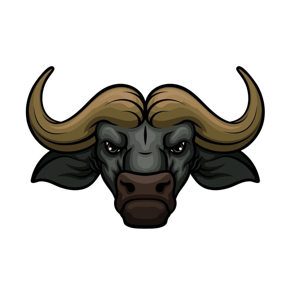 buffel hoofd uiteinde van een loop vector mascotte icoon