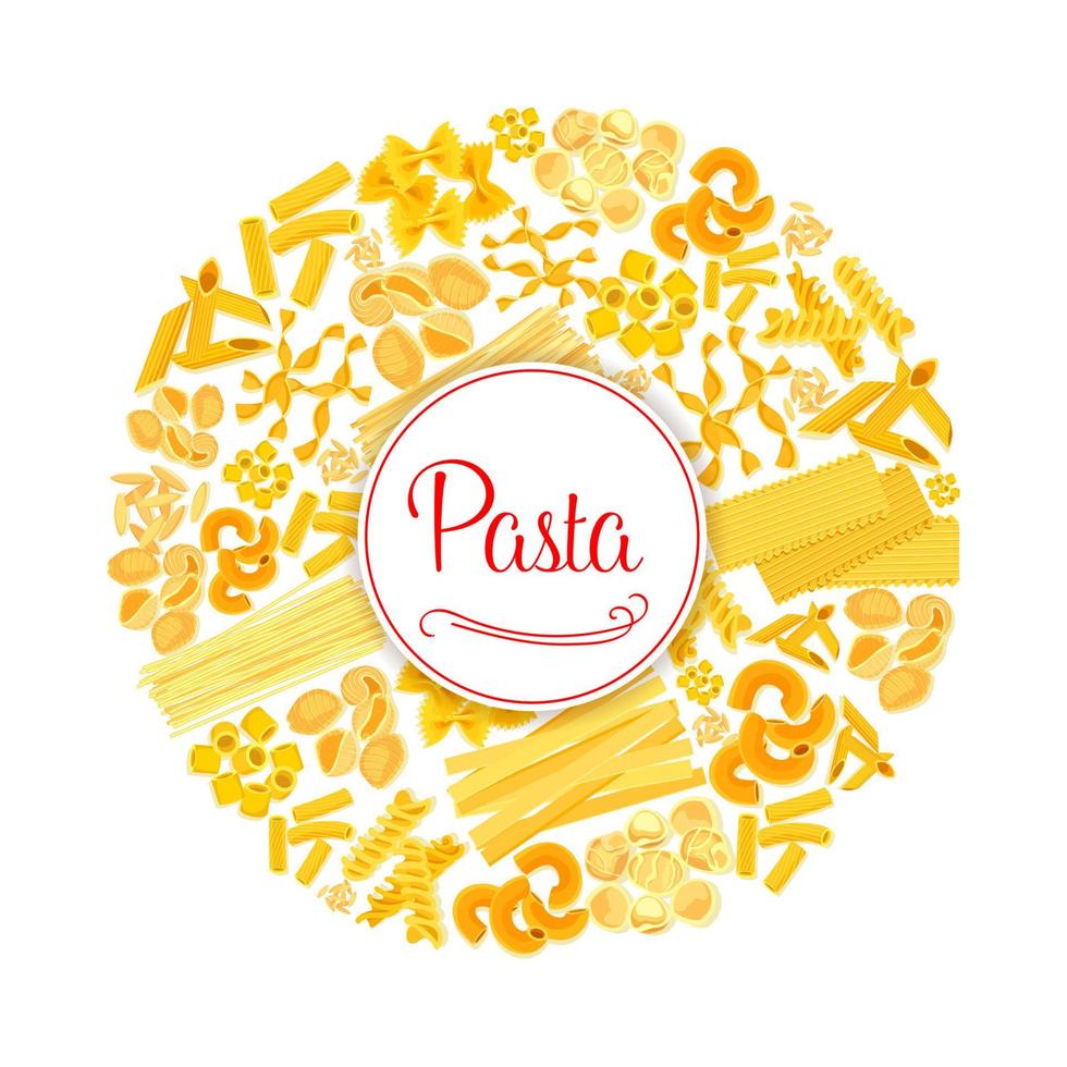 pasta of macaroni vector ronde Italiaans poster