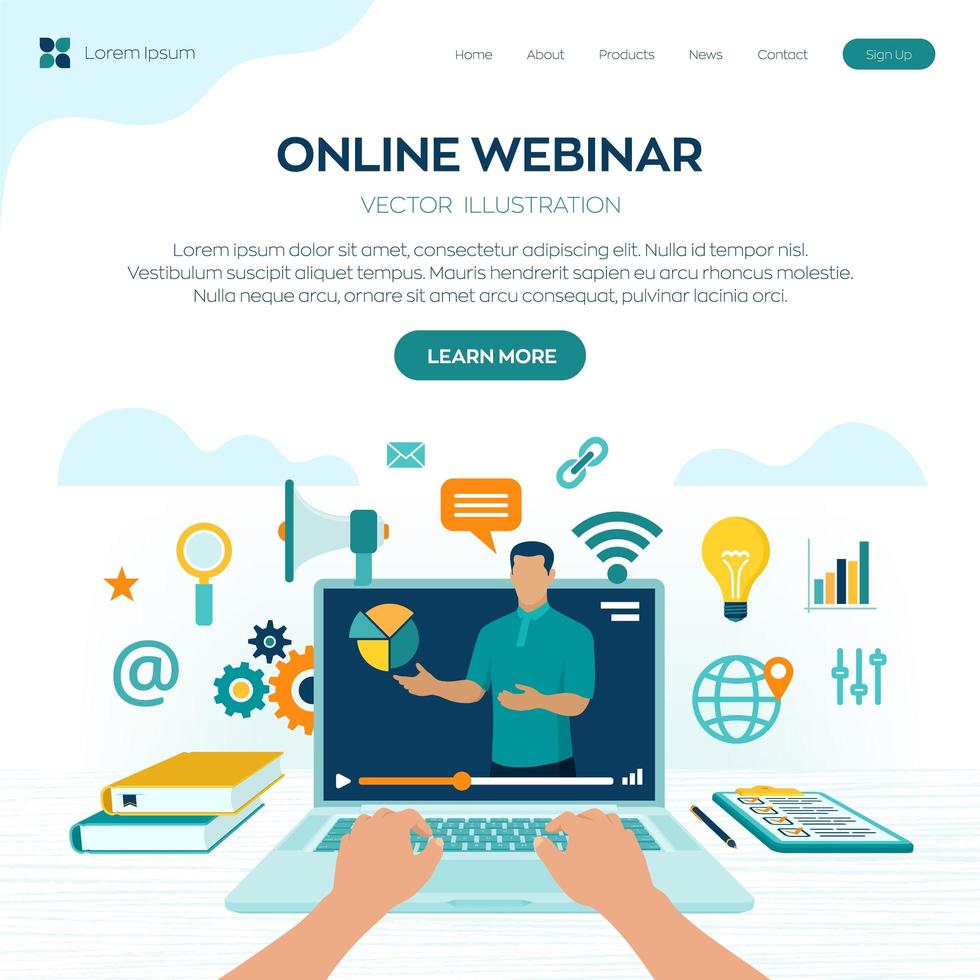 online webinar pagina concept vector