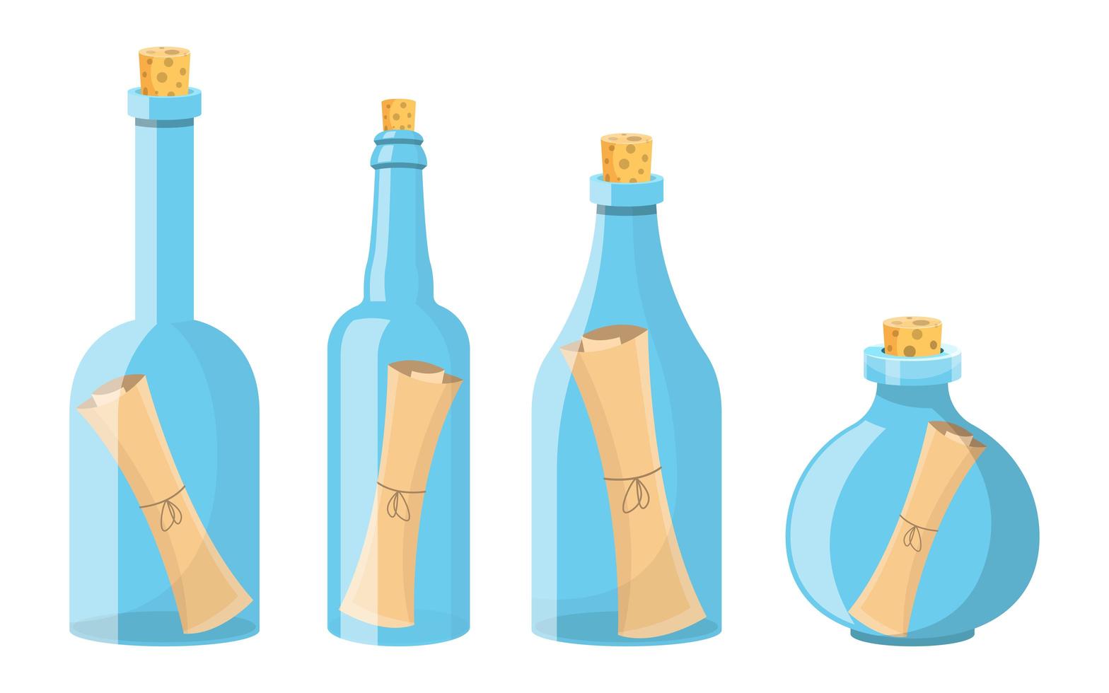 scroll bericht in fles vector