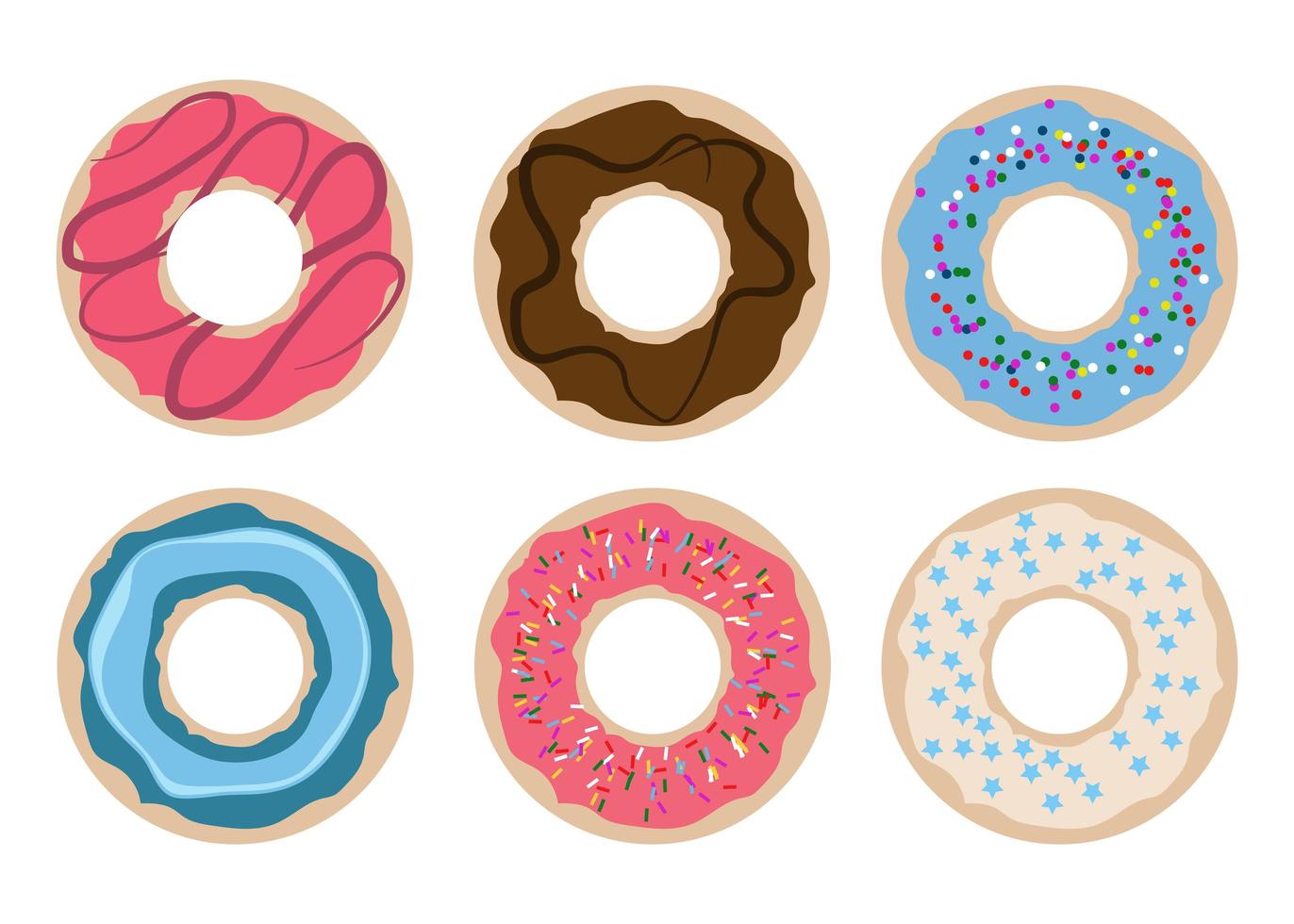 een set van zes donuts vector