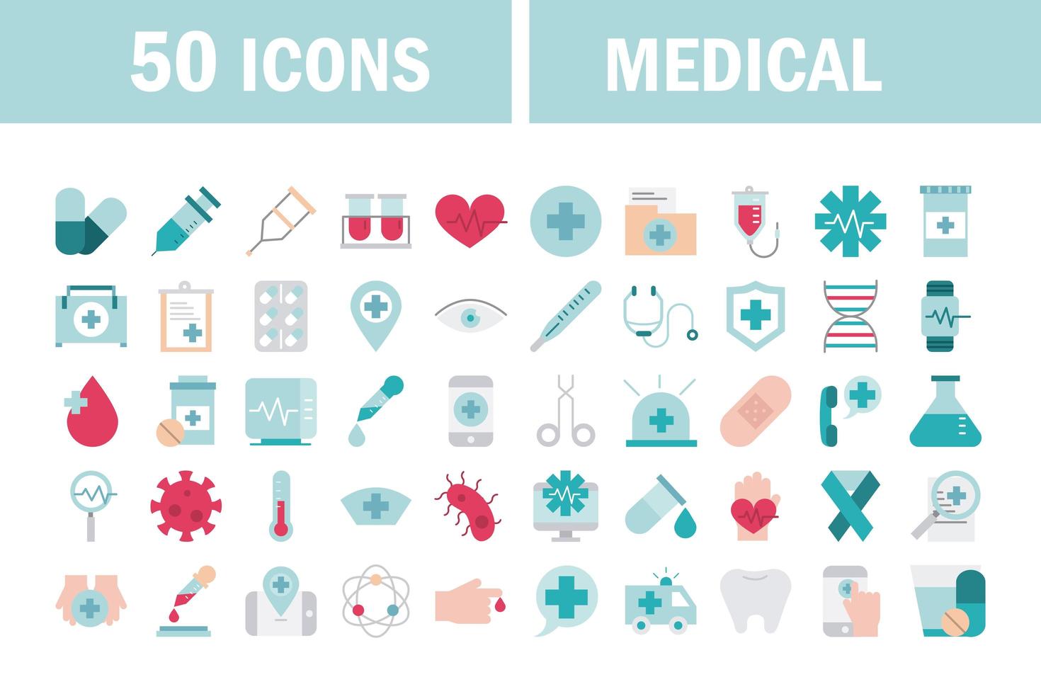 medische gezondheidszorg lijn en vul icoon collectie vector