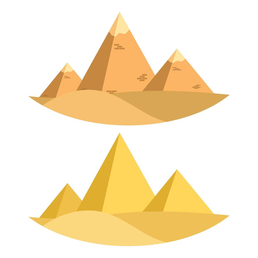 twee sets Egyptische piramides vector