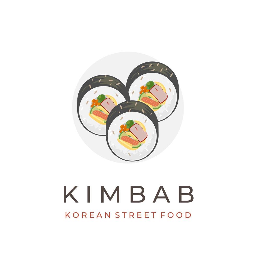Koreaans voedsel gimbap kimbap rollen vector illustratie logo