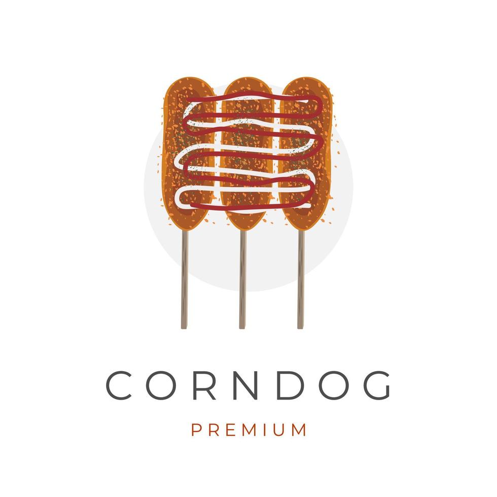 Koreaans straat voedsel vector illustratie logo maïs hond hotang tokkebi hotdog
