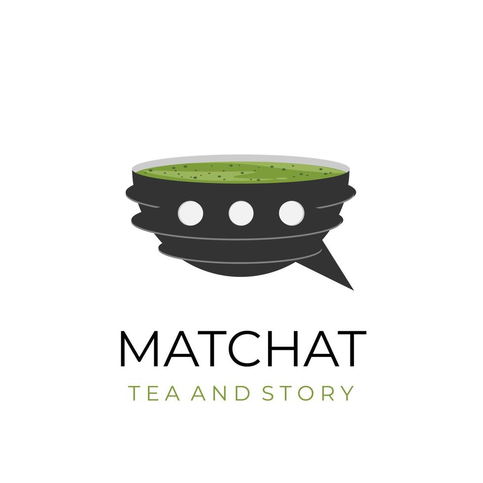 matcha babbelen cafe illustratie logo vector