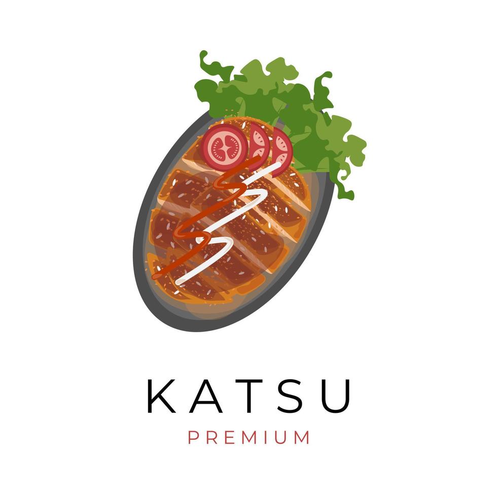 katsu vector illustratie logo met heet bord