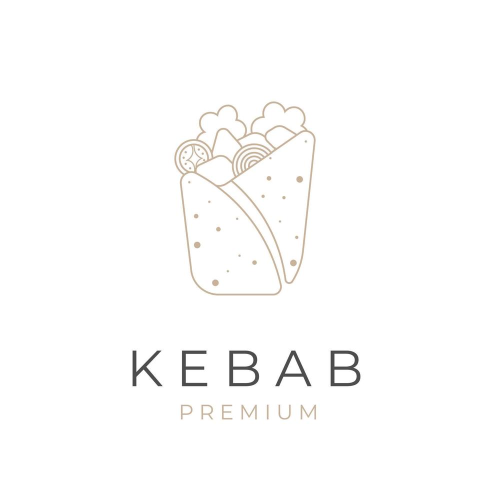 gemakkelijk elegant kebab lijn kunst illustratie logo vector