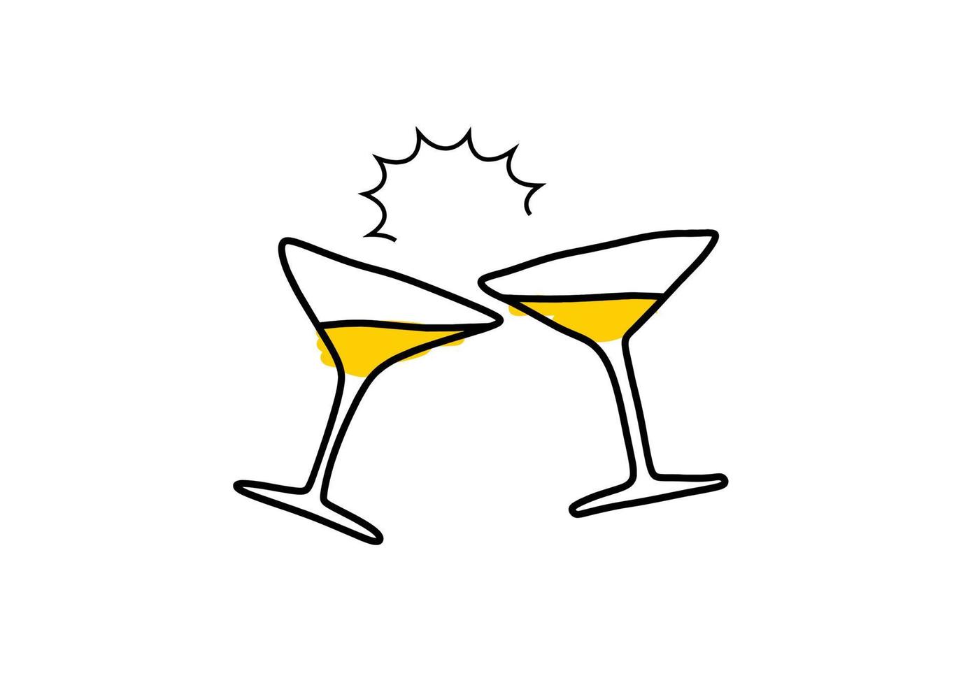 hand- getrokken paar- van Champagne bril voor verjaardag feest. vector illustratie