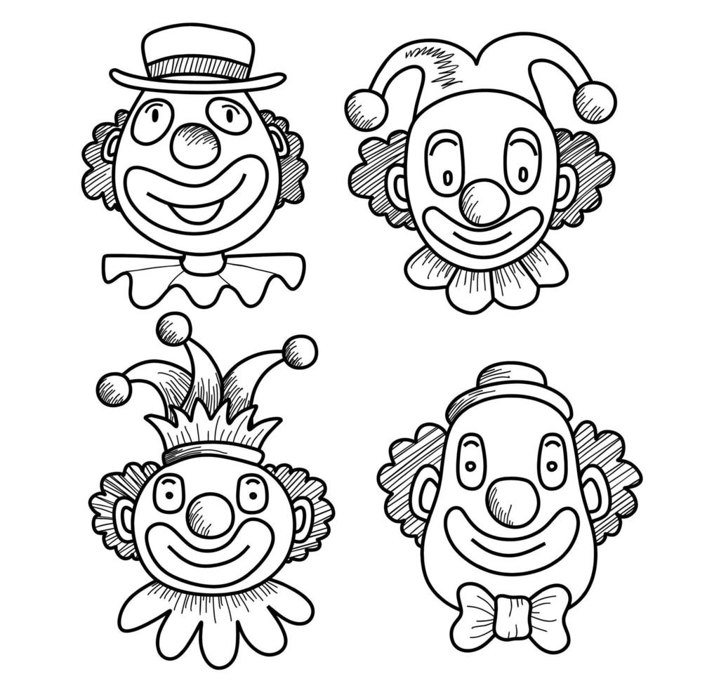 reeks van hand- getrokken tekening clown vector