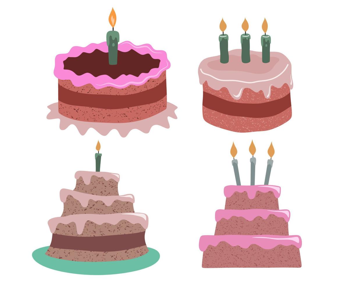 verjaardag cakes groot set. vector illustratie.