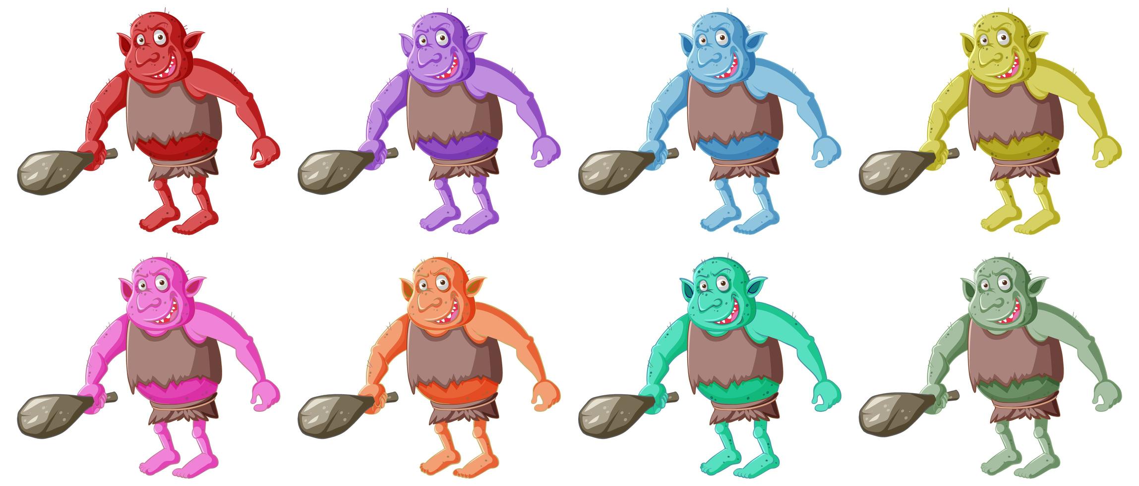 set van kleurrijke goblins vector