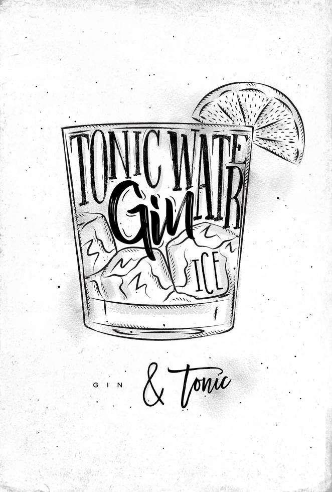 gin tonic cocktail poster vector