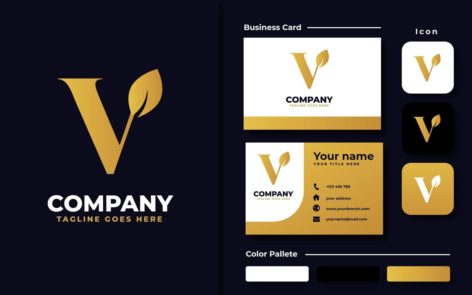 letter v blad branding set vector