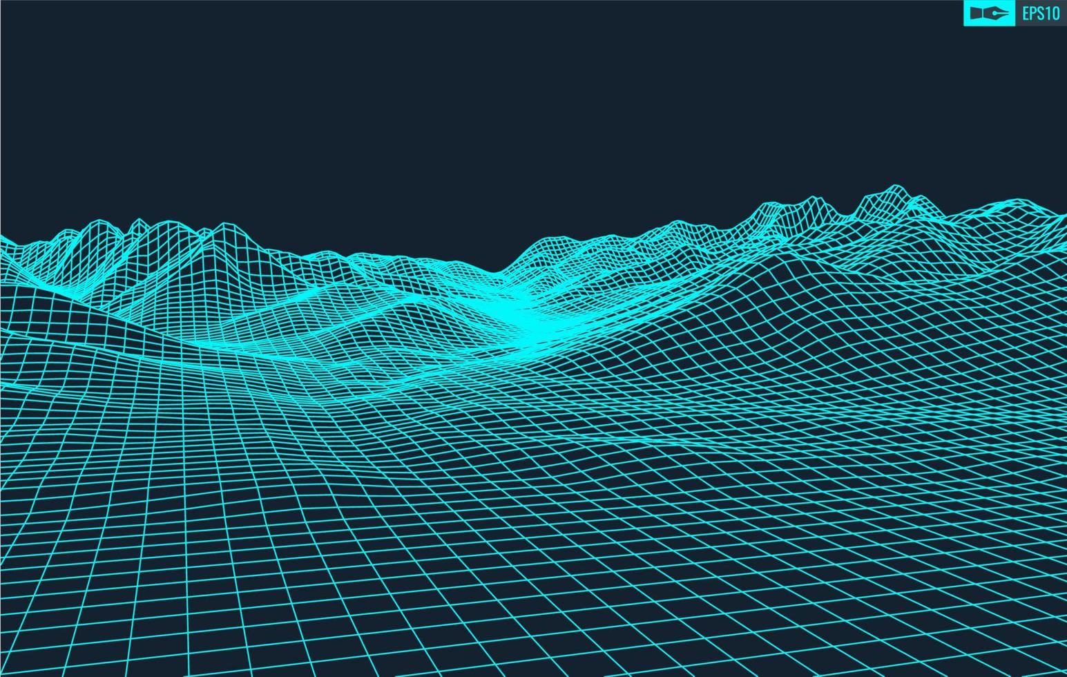 3d wireframe terrein breed hoek eps10 vector