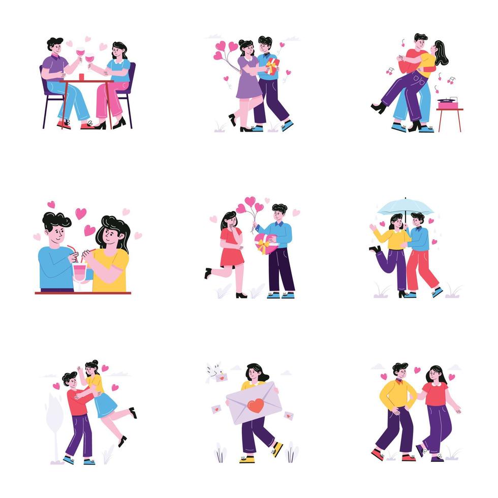 pak van paar romance vlak illustraties vector