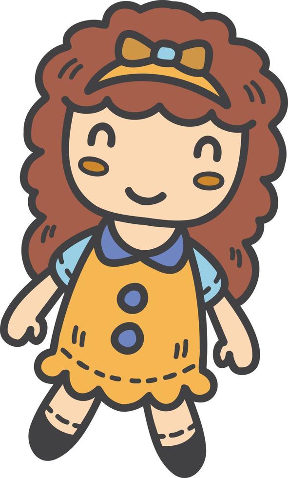 hand- getrokken baby meisje pop illustratie vector