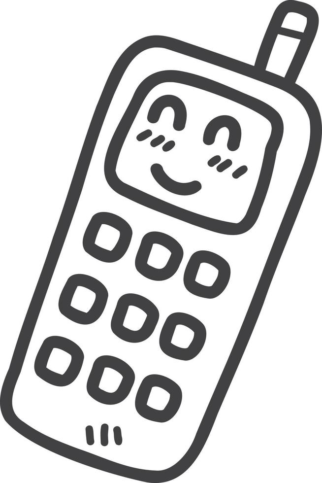 hand- getrokken schattig oud telefoon illustratie vector