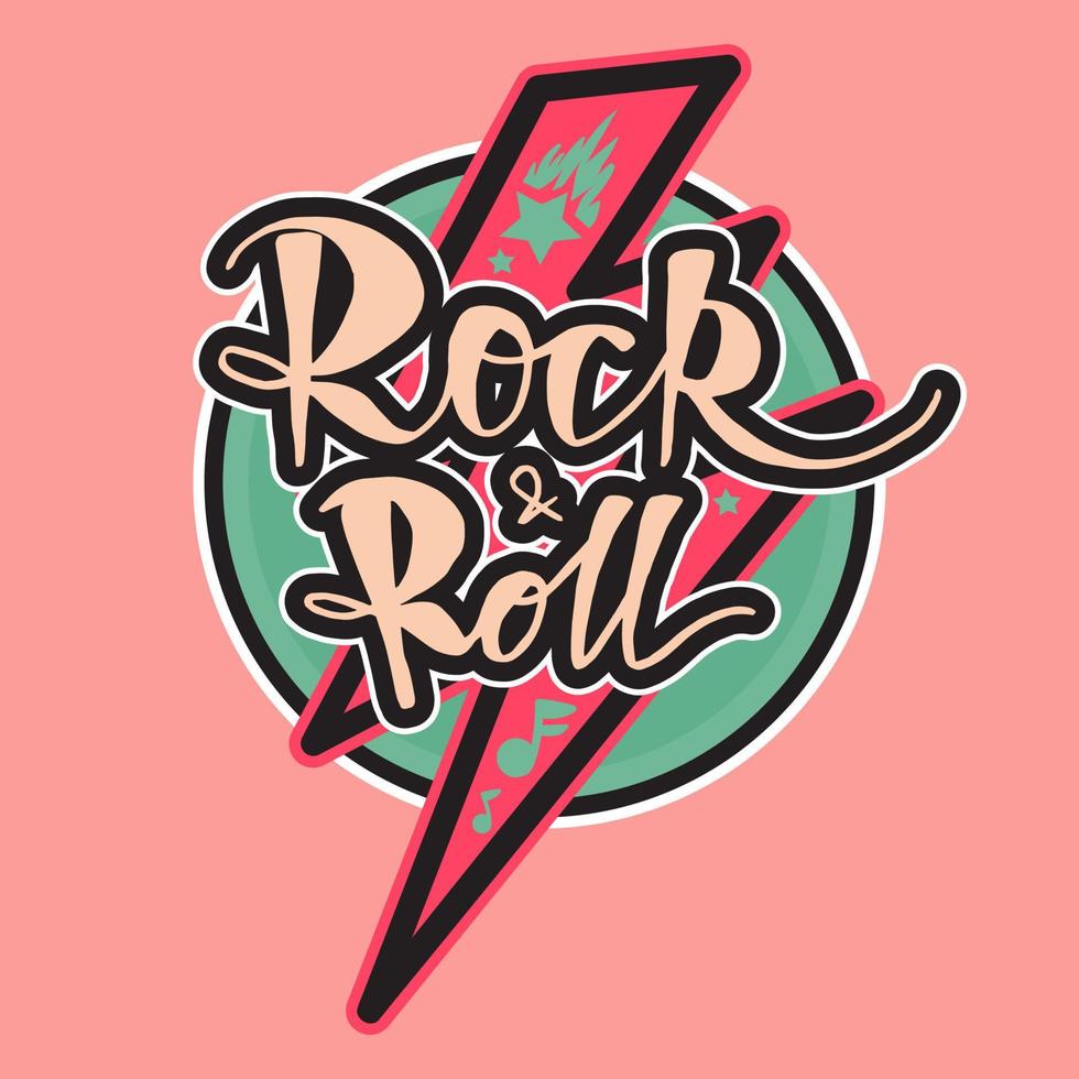 rock and roll belettering vector