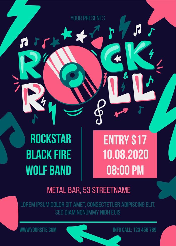 rock and roll partij vector poster sjabloon