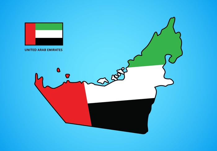 UAE Map with Flag Vector