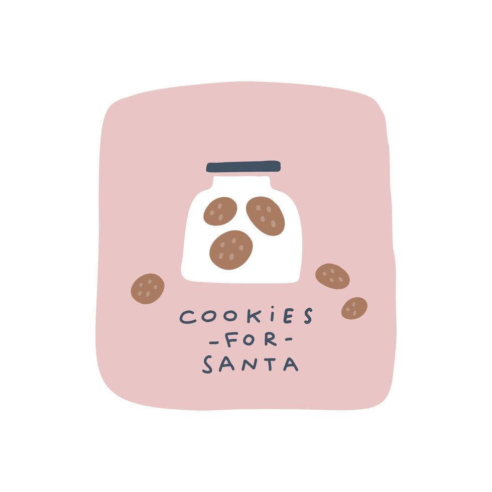 koekjes voor de kerstman. Kerstmis kaart. hand- getrokken illustratie in tekenfilm stijl. schattig concept voor Kerstmis. illustratie voor de ontwerp ansichtkaart, textiel, kleding, decor vector