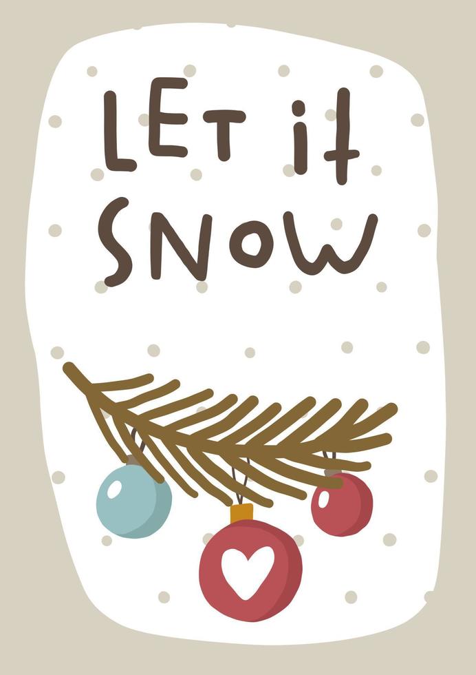 laat het sneeuw. Kerstmis kaart. hand- getrokken illustratie in tekenfilm stijl. schattig concept voor Kerstmis. illustratie voor de ontwerp ansichtkaart, textiel, kleding, decor vector