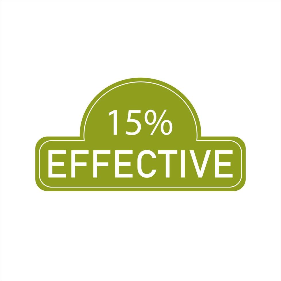 15 percentage effectief teken etiket vector kunst illustratie met fantastisch doopvont en groen kleur stempel. geïsoleerd Aan wit achtergrond