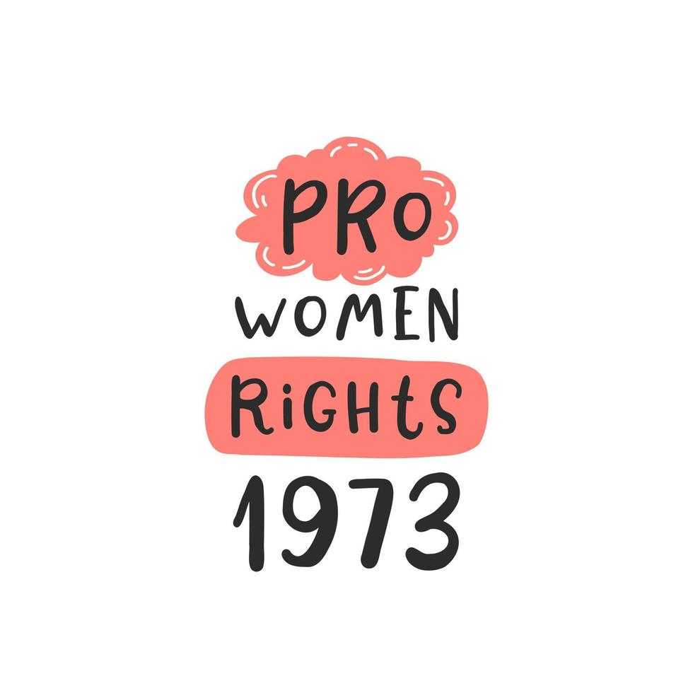 pro Dames rechten 1973. protest door feministen. abortus kliniek belettering naar ondersteuning Dames machtiging, abortus rechten. zwangerschap bewustzijn. leuze voor protest na de verbod Aan abortussen vector