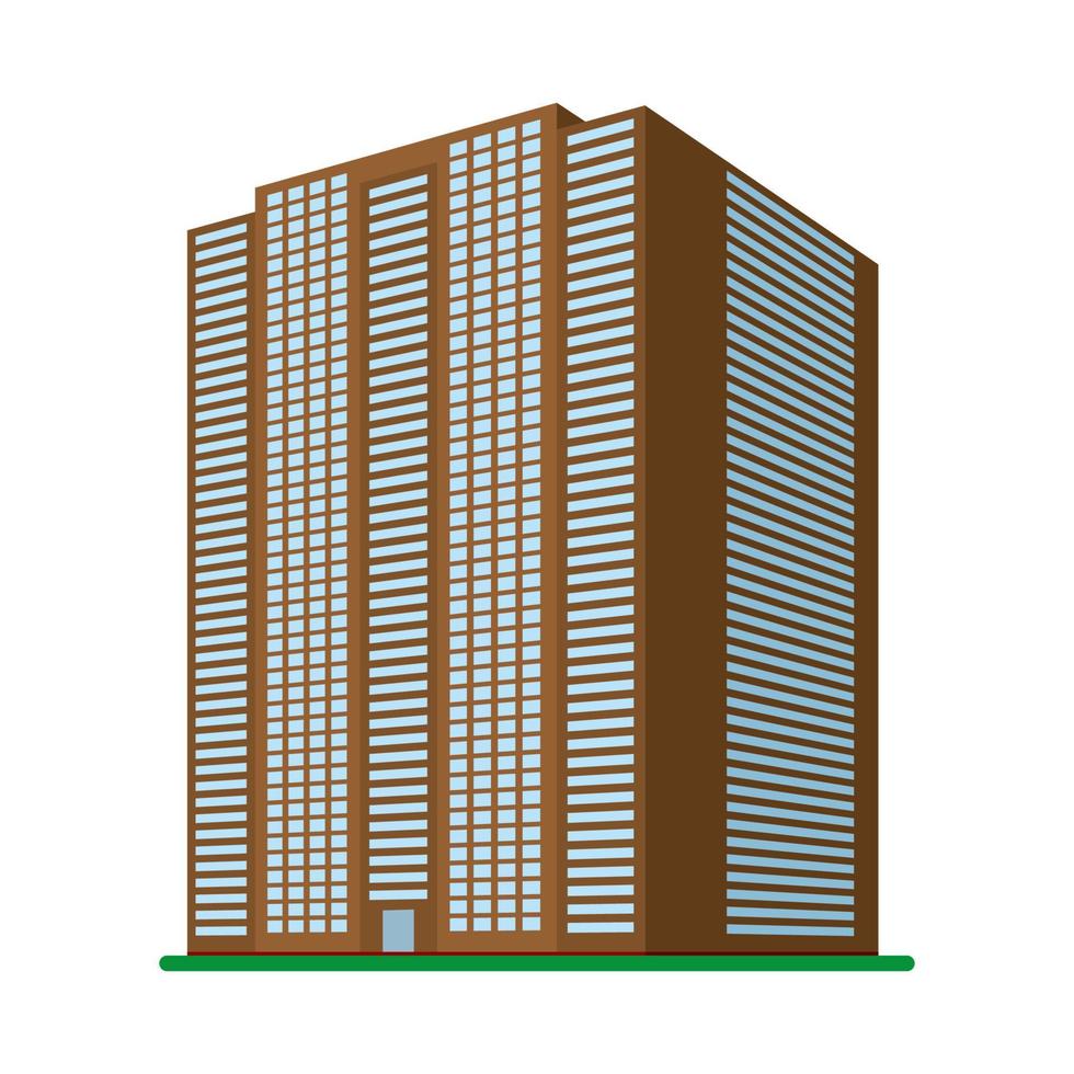 een modern hoogbouw gebouw Aan een wit achtergrond. visie van de gebouw van de onderkant. isometrische vector illustratie.