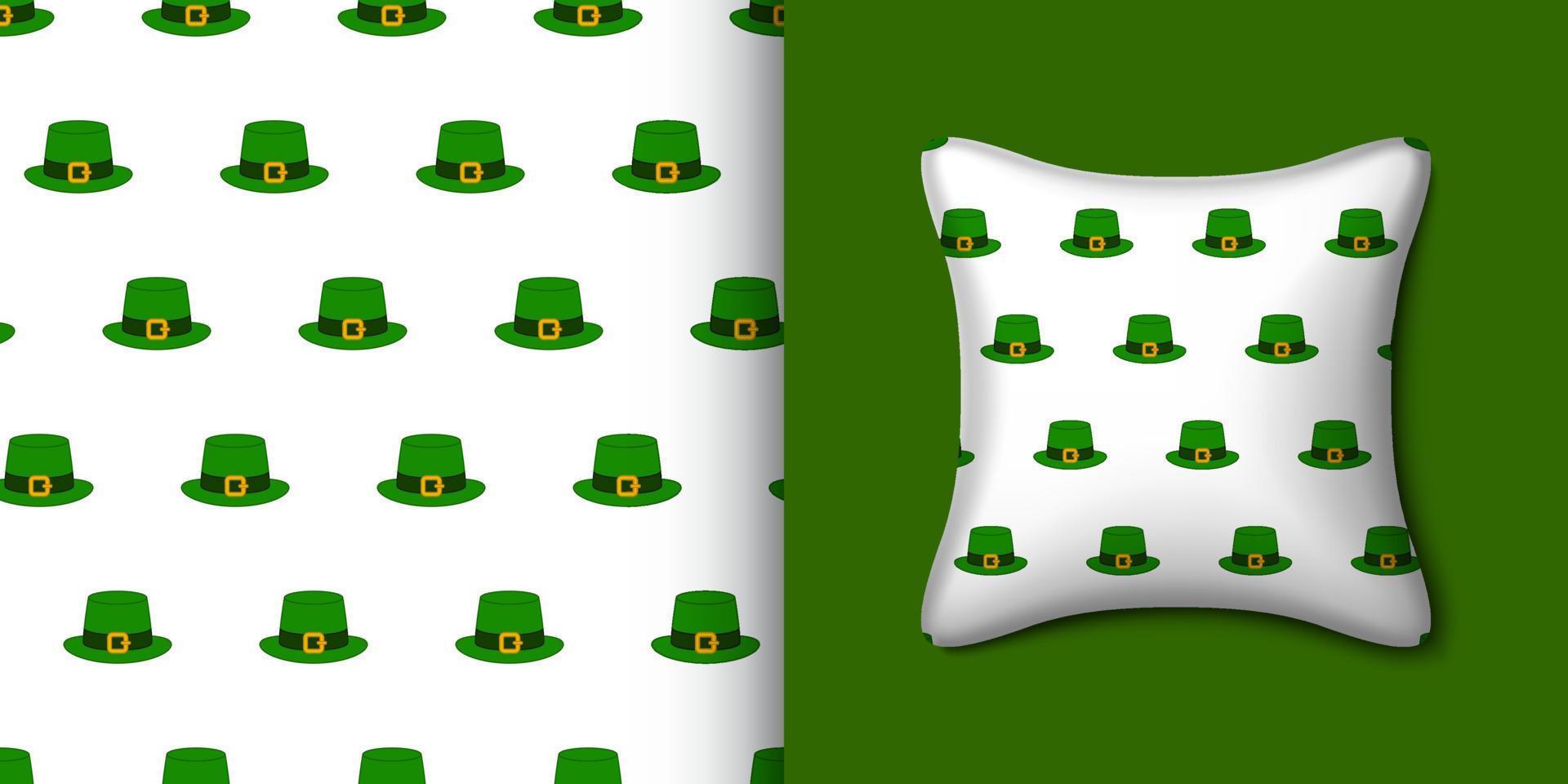 st. Patrick dag hoed naadloos patroon met kussen. vector illustratie