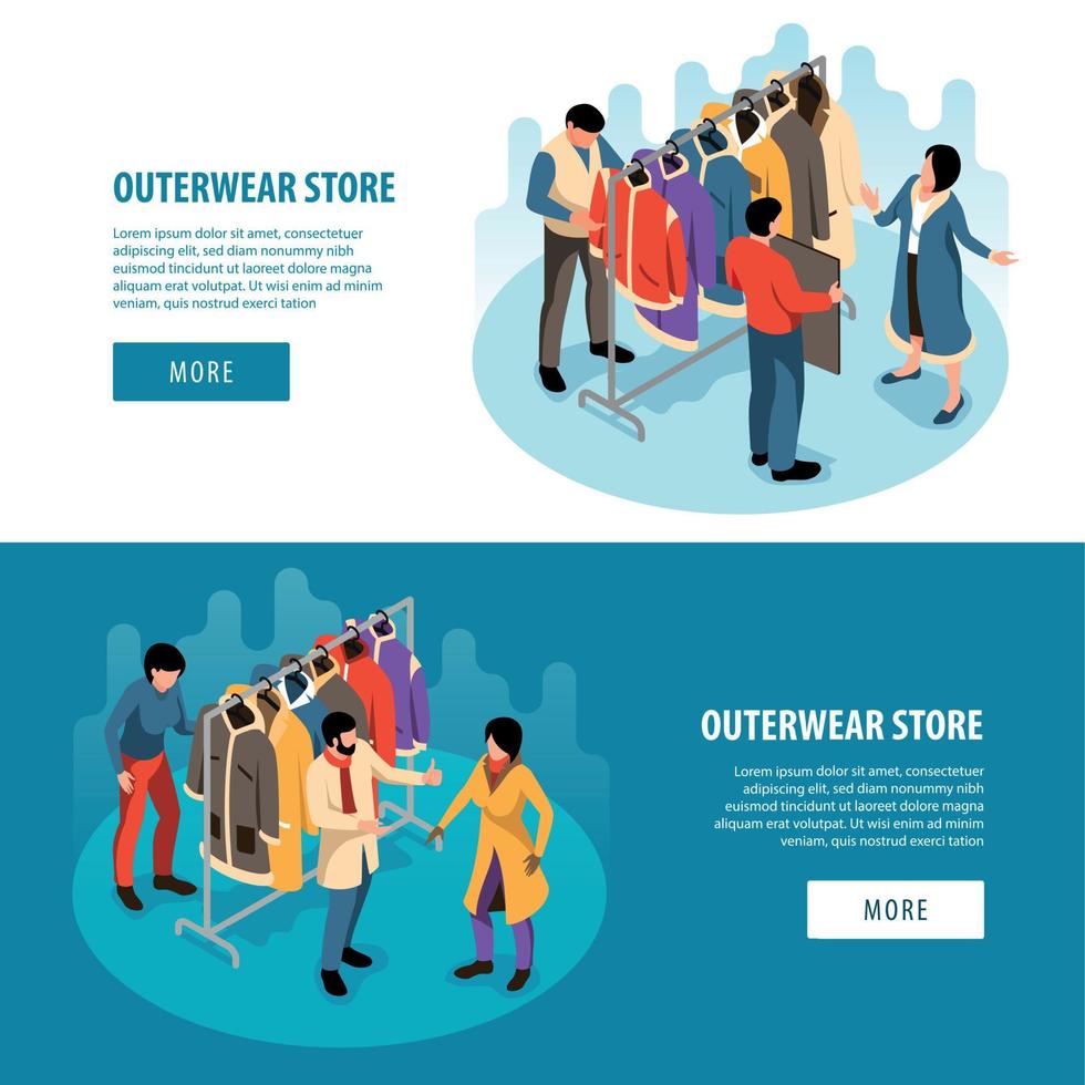 bovenkleding op te slaan horizontaal banners vector