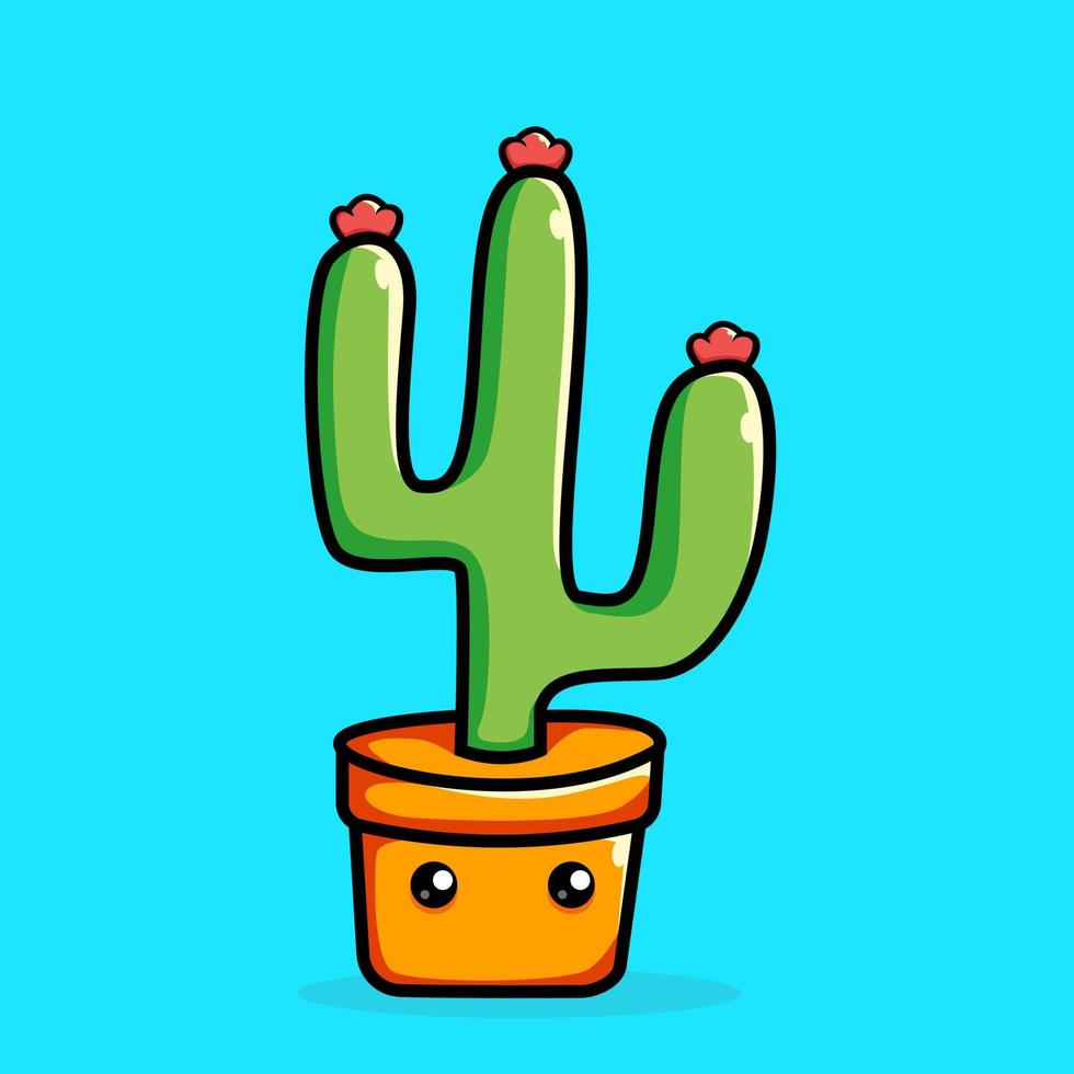 schattig cactus tekenfilm vector icoon illustratie. fabriek natuur icoon concept. geïsoleerd premie vector.