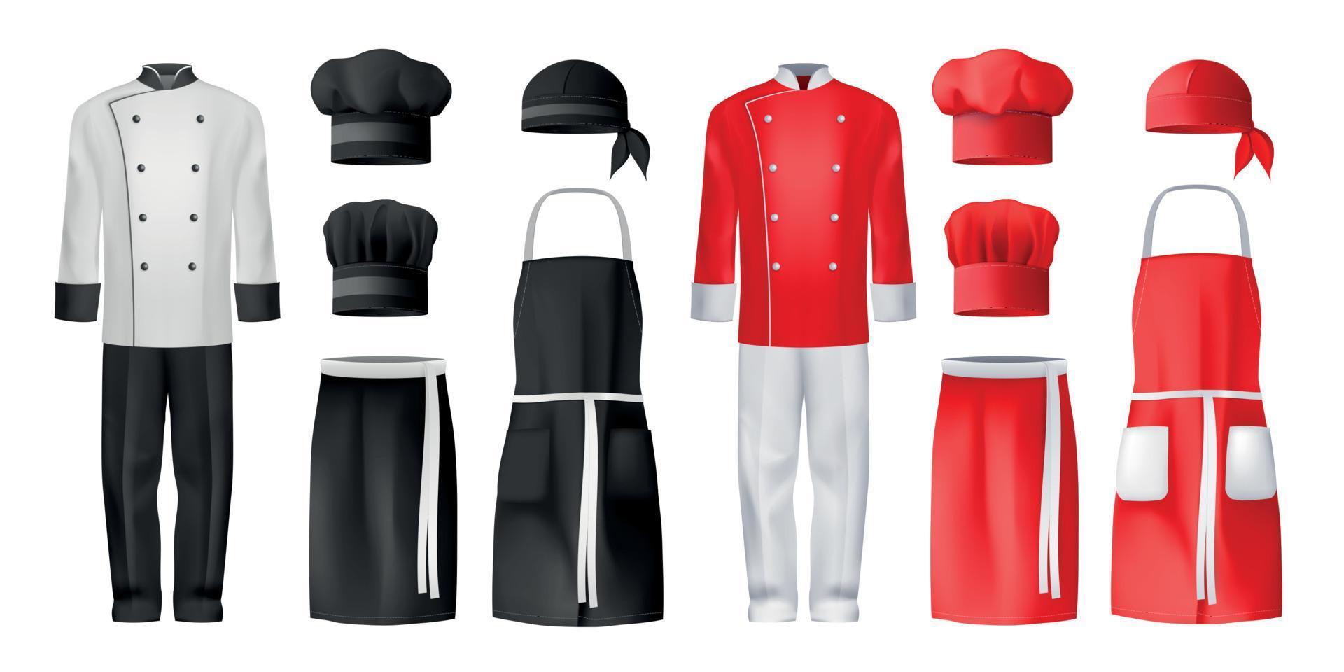 realistisch culinaire chef kleding icoon reeks vector