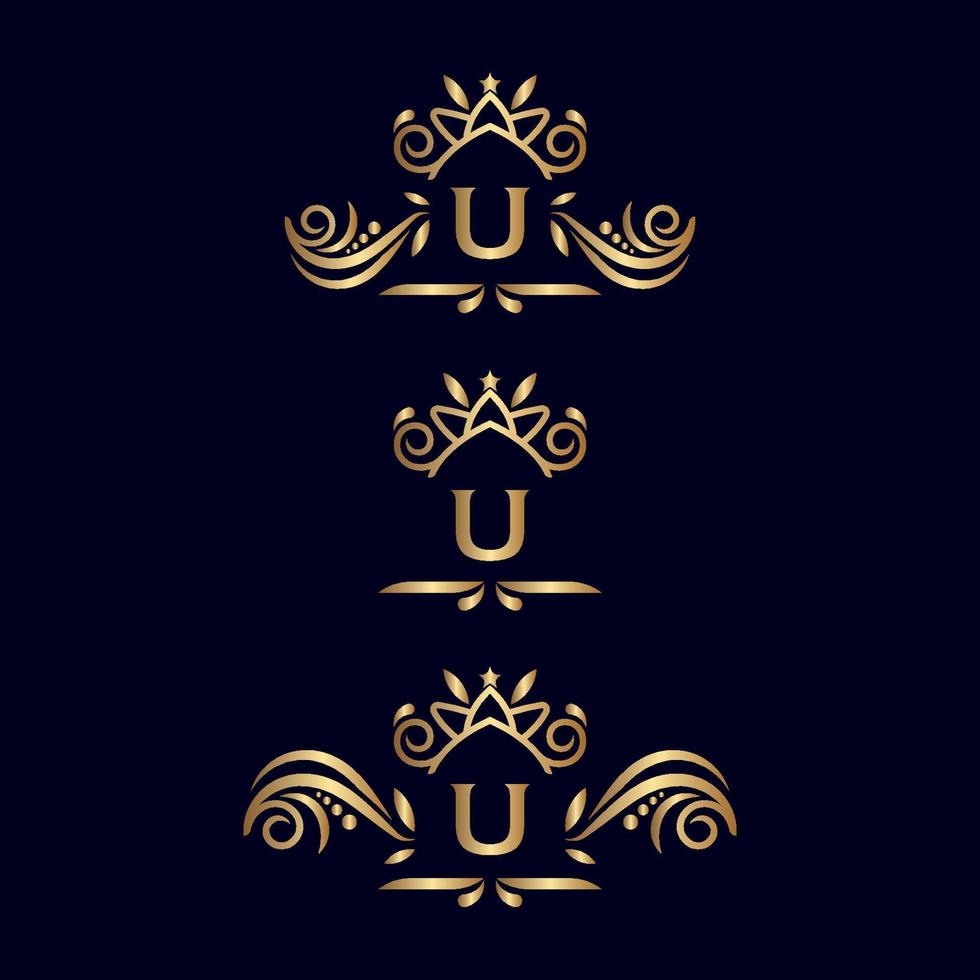 Koninklijk luxe overladen logo brief u vector