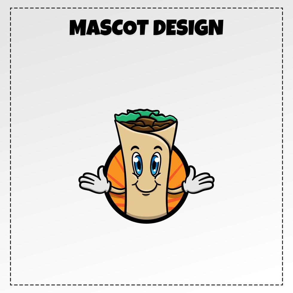 voedsel logo kebab mascotte illustratie vector ontwerp