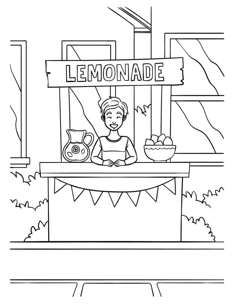 limonade sap verkoper kleur bladzijde voor kinderen vector