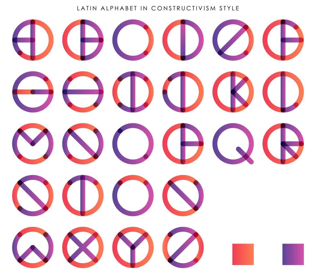 Latijns alfabet in constructivisme stijl voor modieus typografie vector