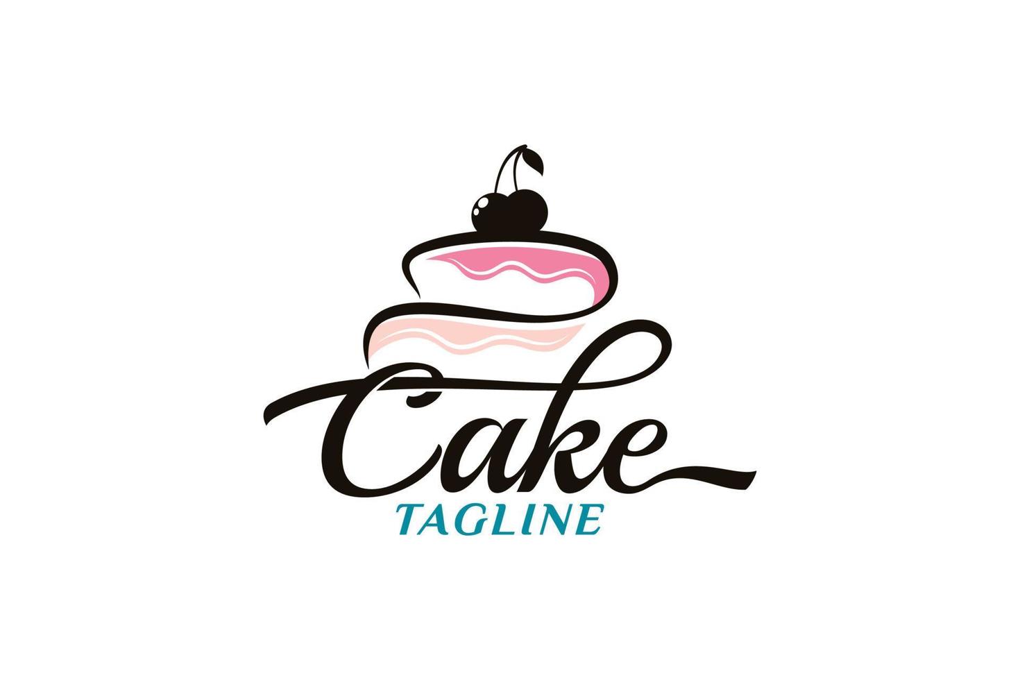 gemakkelijk taart logo met een combinatie van een taart en kers, met elegant belettering vector