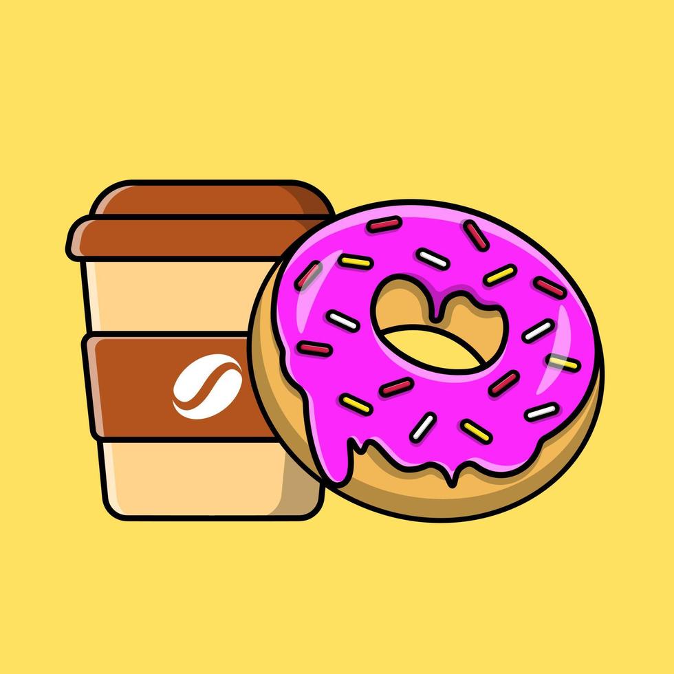 heet koffie met donut tekenfilm vector pictogrammen illustratie. vlak tekenfilm concept. geschikt voor ieder creatief project.