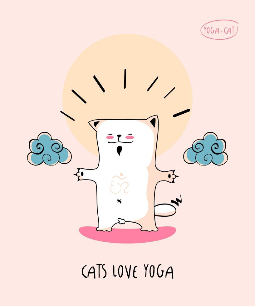 katten liefdes yoga vector