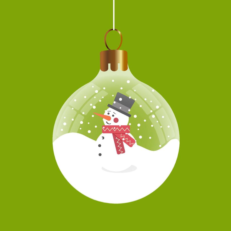 Kerstmis sneeuwbal met een sneeuwman. transparant glas bal. vector illustratie, grafisch ontwerp.