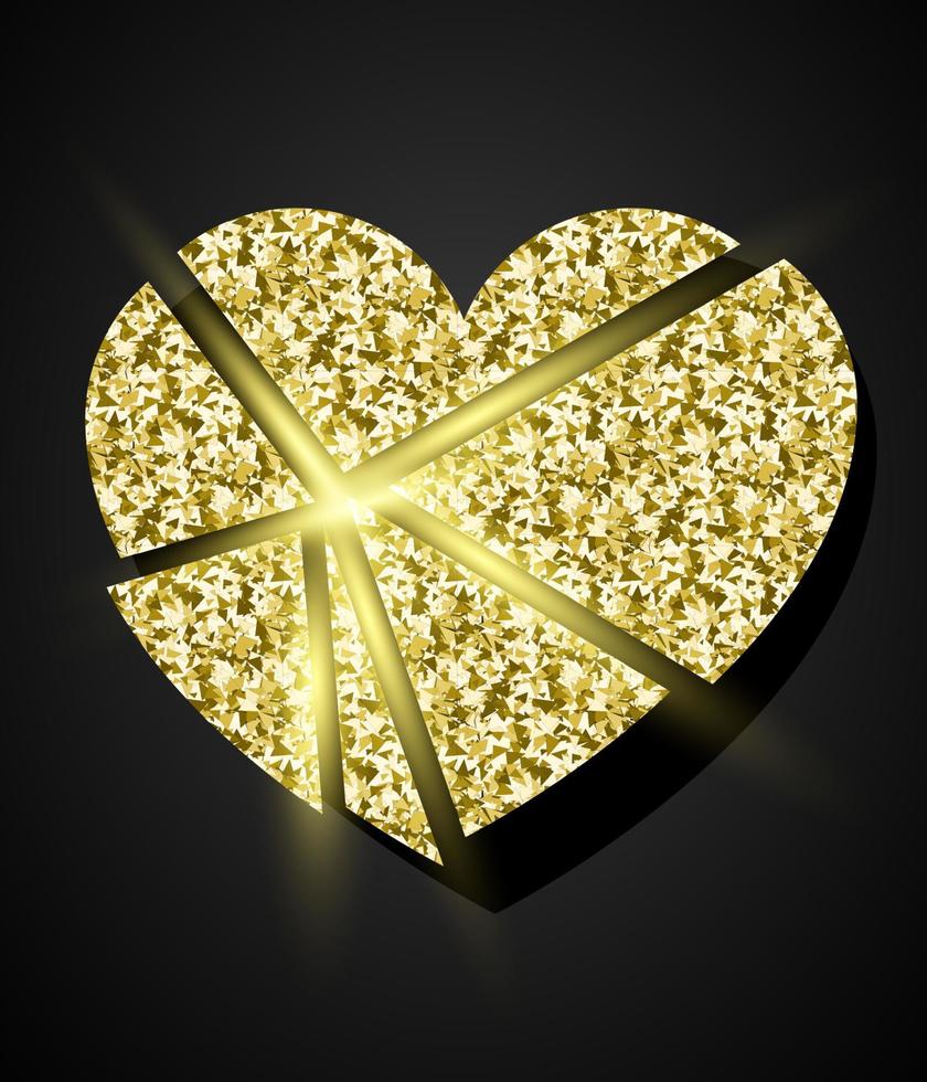 gloeiend gouden gebroken hart vector