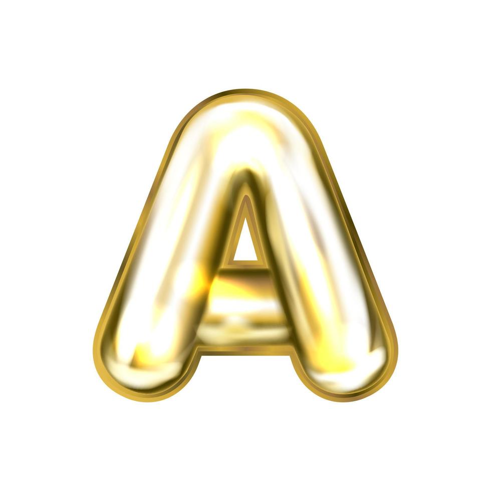 gouden folie opgeblazen alfabet symbool, geïsoleerd brief een vector