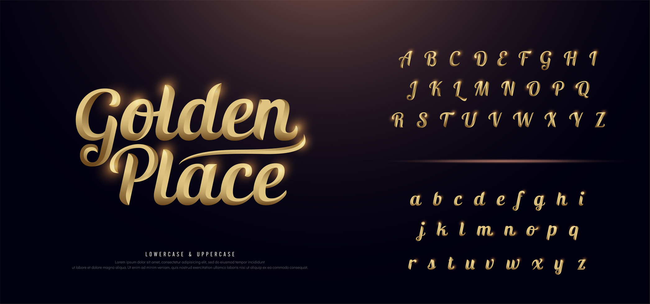 elegante goudkleurige metalen alfabet set vector