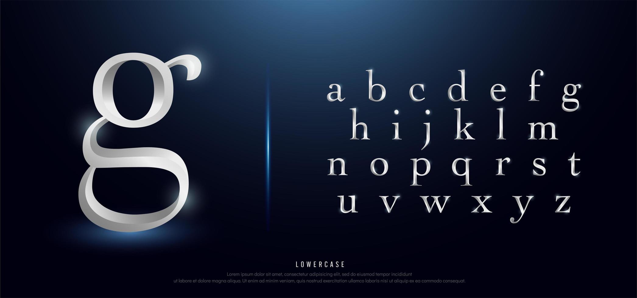 elegant zilveren metalen kleine letters alfabet vector